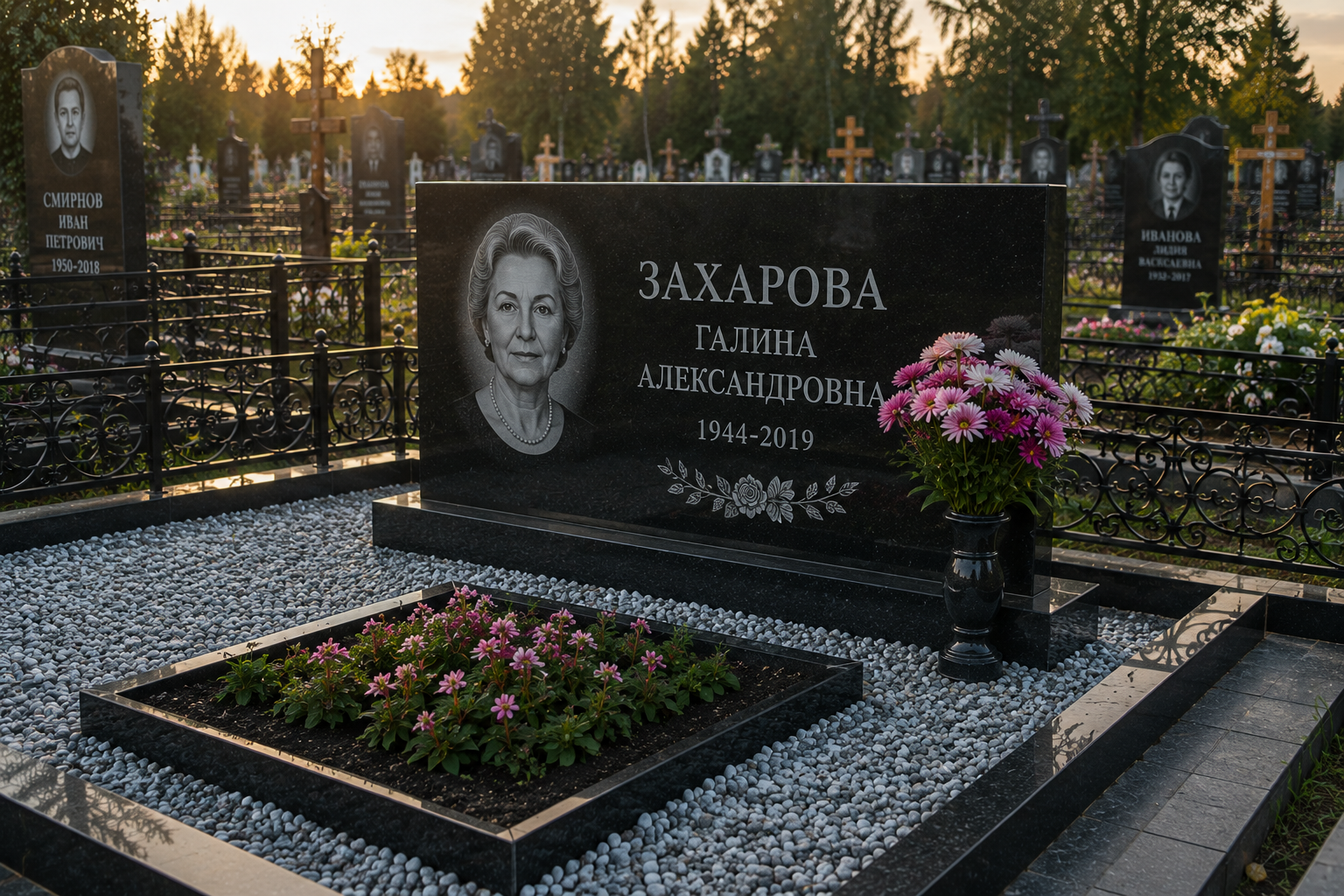 Горизонтальный гранитный памятник в Лысьве