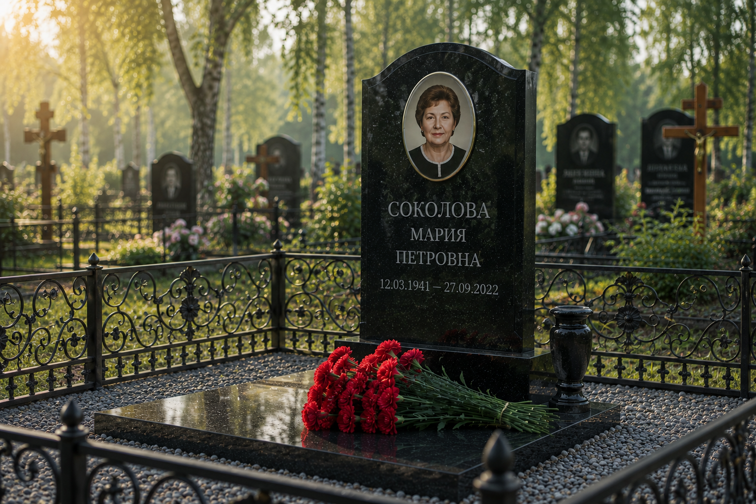 Одинарный гранитный памятник в Лысьве